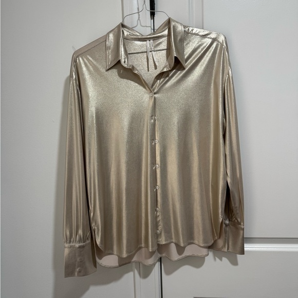 Anthropologie Tops - Anthropologie Metallic Champagne Blouse